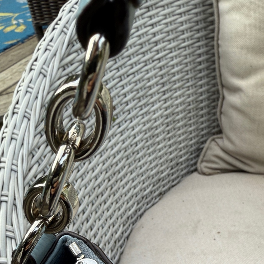 Coach Sky Blue Leather Shoulder Bag - Picture 8 of 16